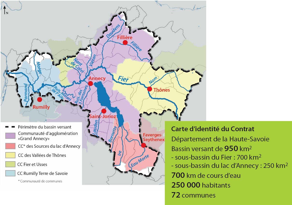 Carte du bassin versant Fier et lac d'Annecy
